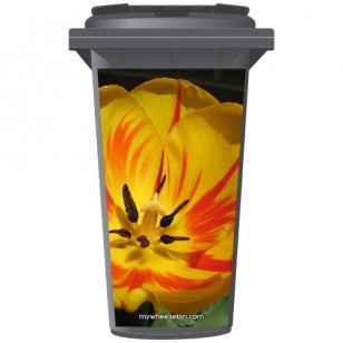 Yellow & Red Tulip Wheelie Bin Sticker Panel